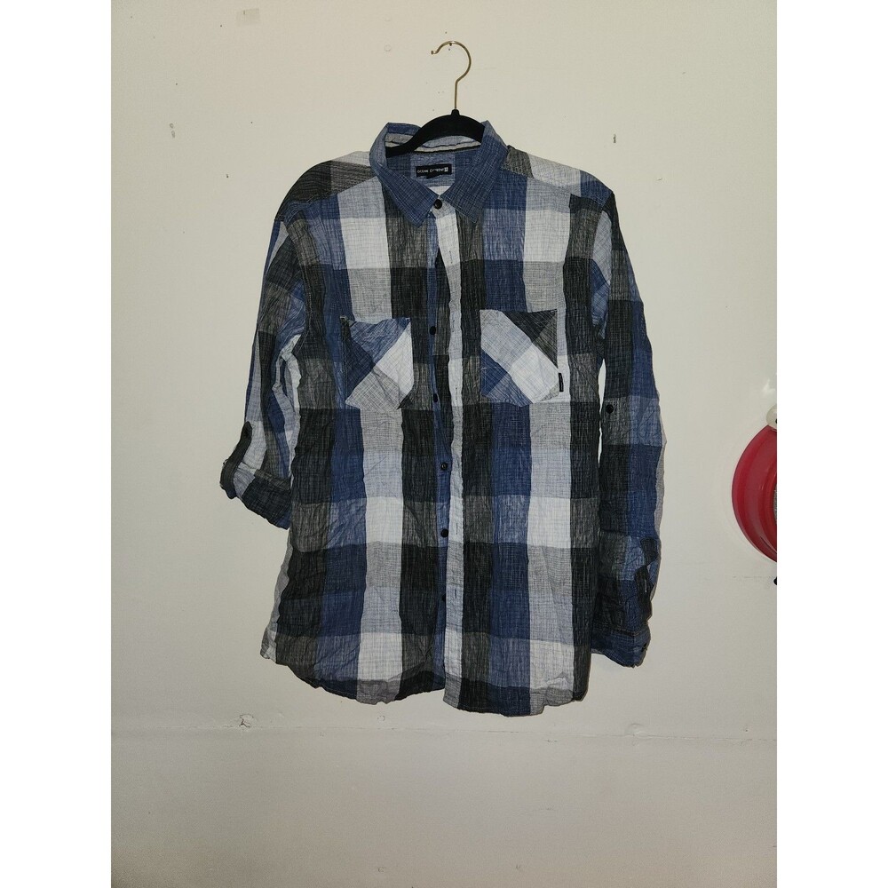 Mens XL Blue Button Down Flannel Top
